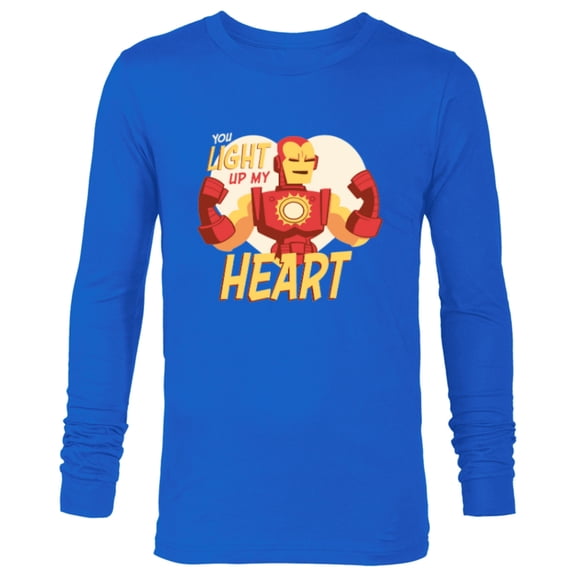 Marvel Iron Man Light Up My Heart Valentine’s Day Romantic - Long Sleeve T-Shirt for Men - Customized-Navy