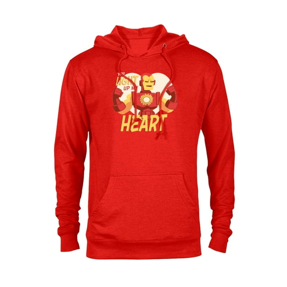 Marvel Iron Man Light Up My Heart Valentine’s Day Romantic - Pullover Hoodie for Adults - Customized-Red