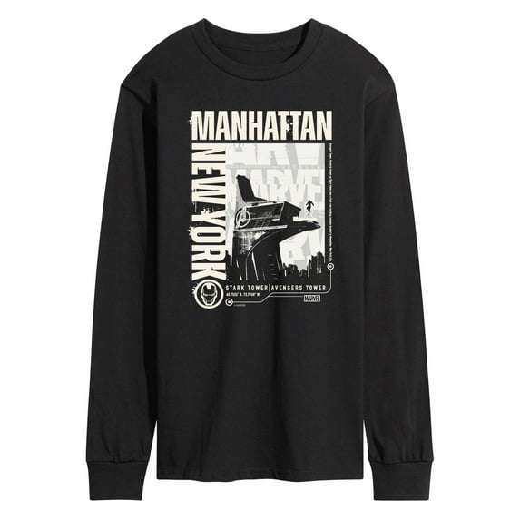 Marvel Iron Man - Manhattan Stark Tower - Men's Long Sleeve Graphic T-Shirt
