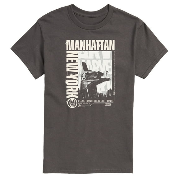 Marvel Iron Man - Manhattan Stark Tower - Men's Short Sleeve Graphic T-Shirt