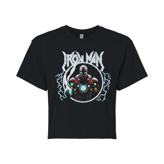Marvel Iron Man - Metal Graphic T-Shirt - Juniors Cropped Graphic T-Shirt