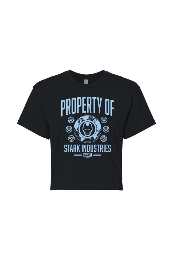 Iron Man - Property Of Stark Industries - Juniors Cropped Graphic T-Shirt