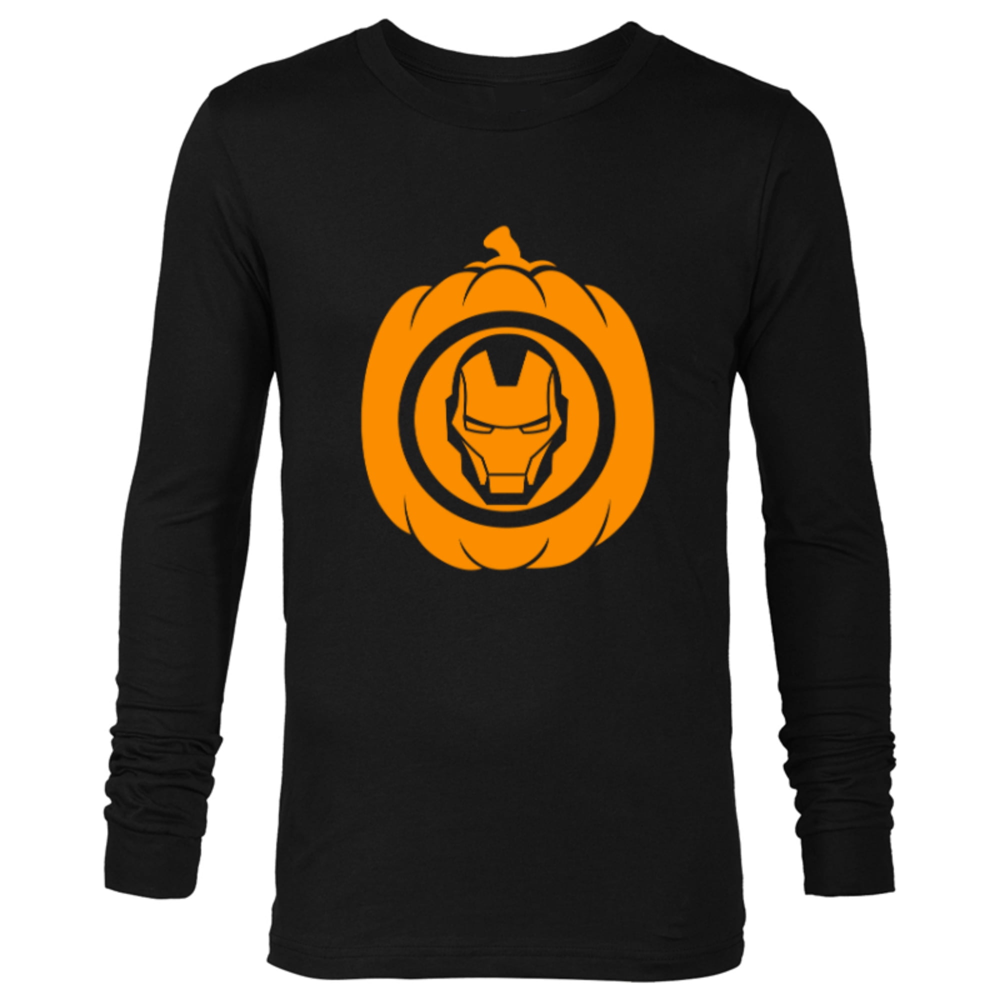 Marvel Iron Man Pumpkin Halloween - Long Sleeve T-Shirt for Men - Customized-Black