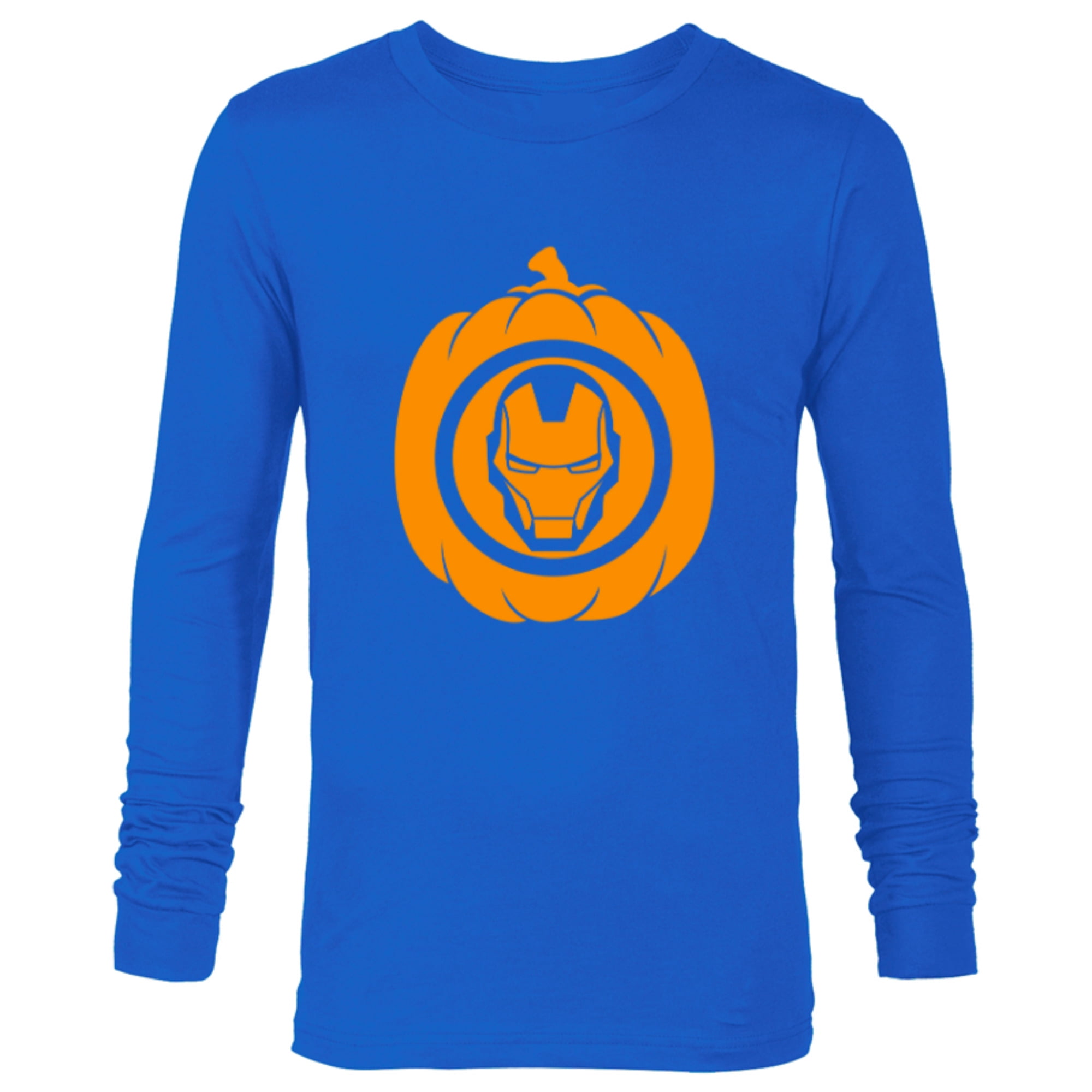 Marvel Iron Man Pumpkin Halloween - Long Sleeve T-Shirt for Men - Customized-Navy