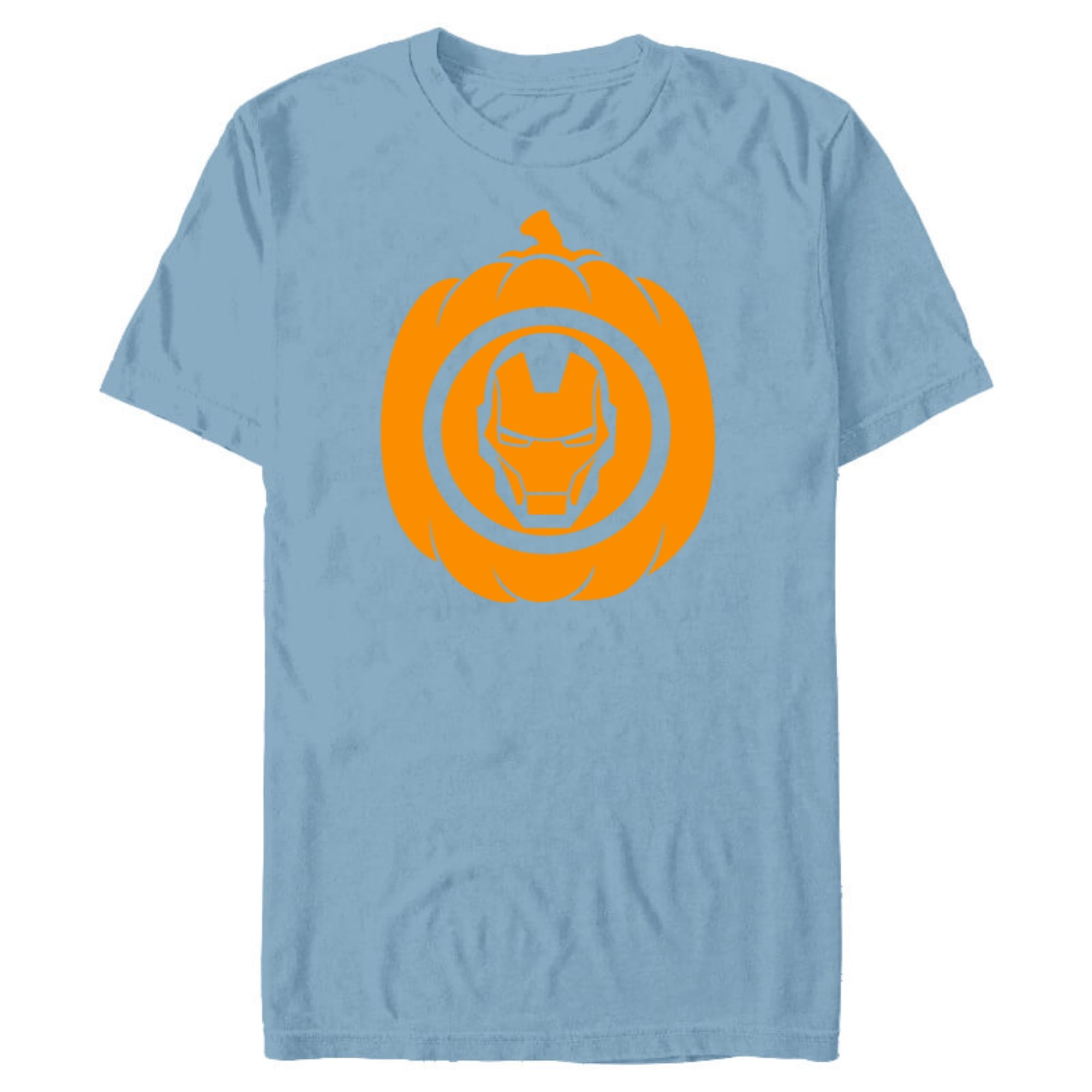 Marvel Iron Man Pumpkin Halloween - Short Sleeve Blended T-Shirt for Adults - Customized-Celadon Snow Heather