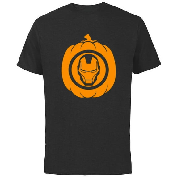 Marvel Iron Man Pumpkin Halloween - Short Sleeve Cotton T-Shirt for Adults - Customized-Black