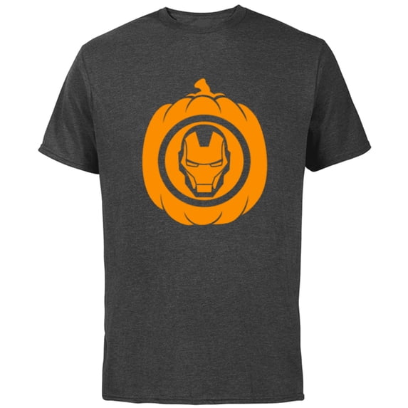 Marvel Iron Man Pumpkin Halloween - Short Sleeve Cotton T-Shirt for Adults - Customized-Charcoal