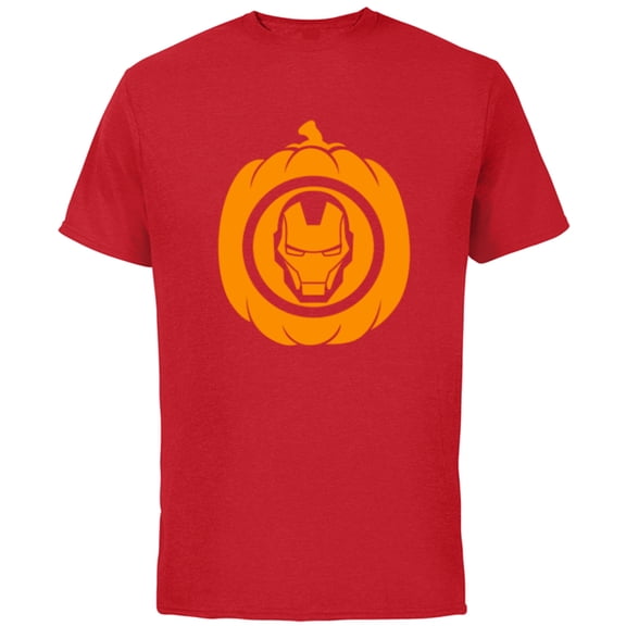 Marvel Iron Man Pumpkin Halloween - Short Sleeve Cotton T-Shirt for Adults - Customized-Red