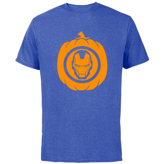 Marvel Iron Man Pumpkin Halloween - Short Sleeve Cotton T-Shirt for Adults - Customized-Royal Heather