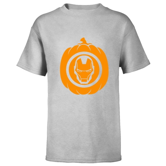 Marvel Iron Man Pumpkin Halloween - Short Sleeve T-Shirt for Kids - Customized-Athletic Heather
