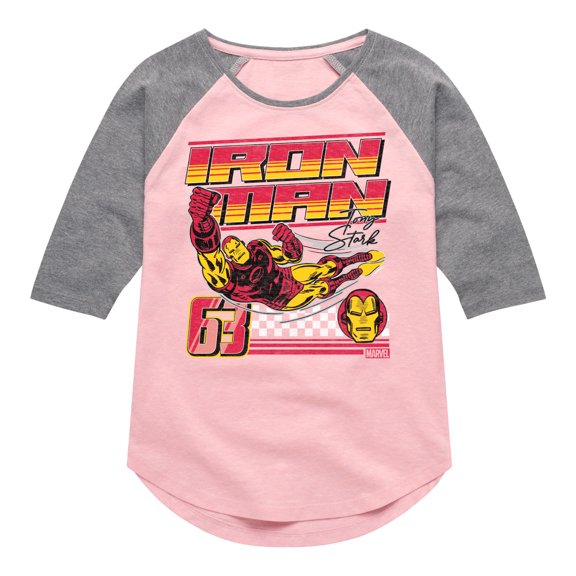 Marvel Iron Man - Racing - Toddler And Youth Girls Shirt Tail Raglan
