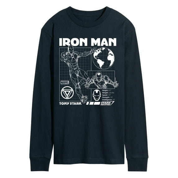 Marvel Iron Man - Schematic - Men's Long Sleeve Graphic T-Shirt