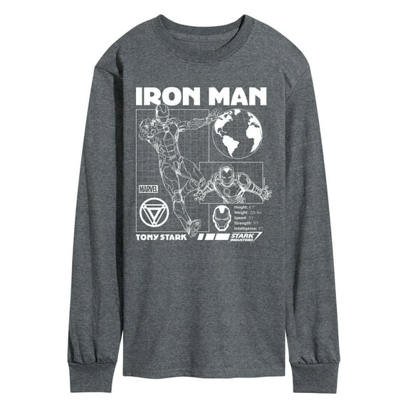 Marvel Iron Man - Schematic - Men's Long Sleeve Graphic T-Shirt