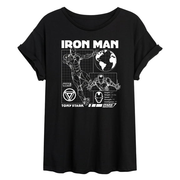 Marvel Iron Man - Schematic - Women's Oversized Graphic T-Shirt