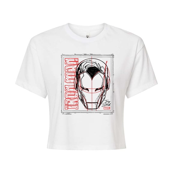 Marvel Iron Man - Sketch - Juniors Cropped Graphic T-Shirt