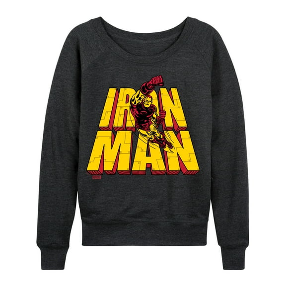 Marvel Iron Man - Stacked Name Oversized - Women's French Terry Pullover Long Sleeve Shirt