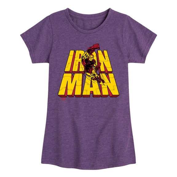 Marvel Iron Man - Stacked Name - Toddler And Youth Girls Fitted Short Sleeve Graphic T-Shirt
