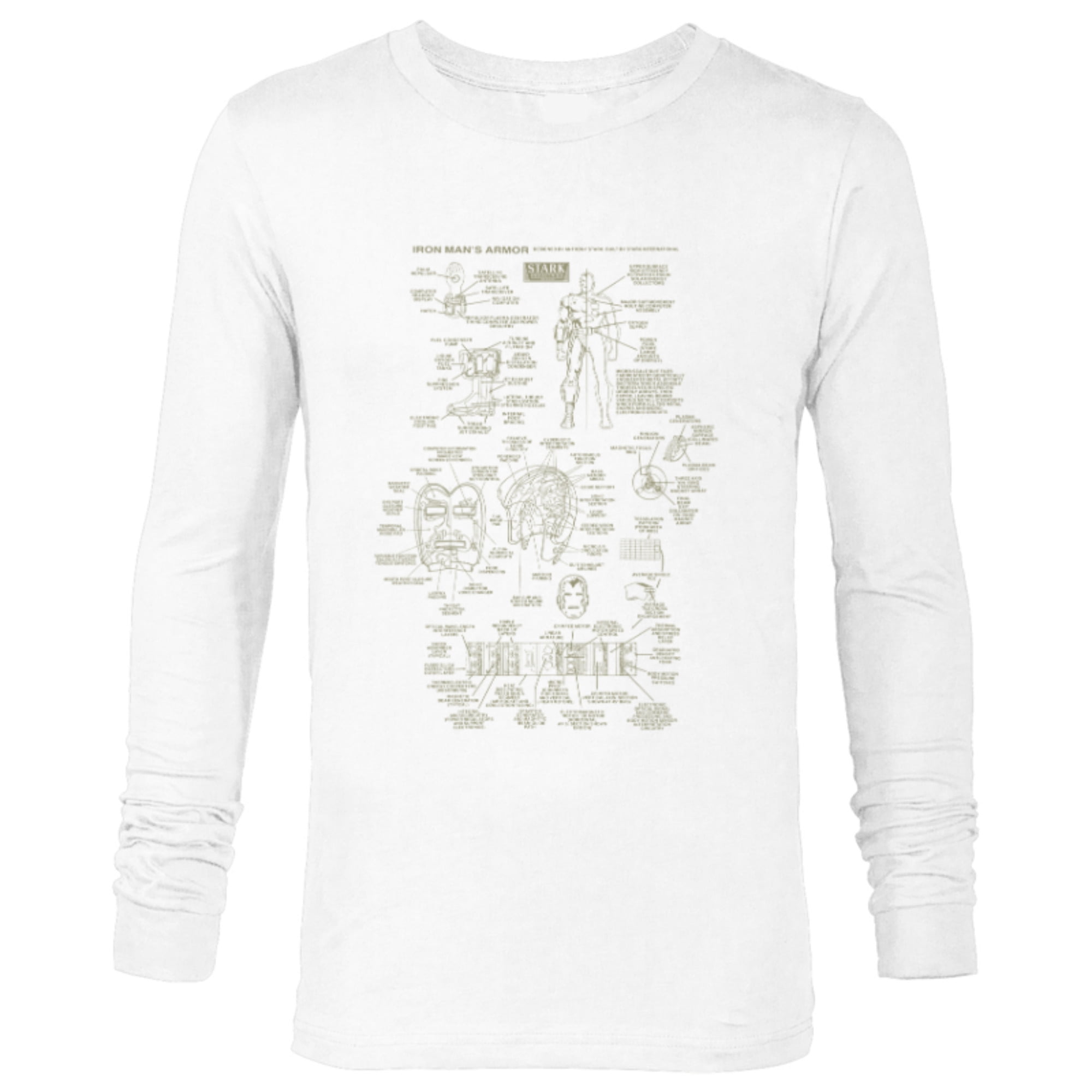Marvel Iron Man Stark Industries Armor Details - Long Sleeve T-Shirt for Men - Customized-White