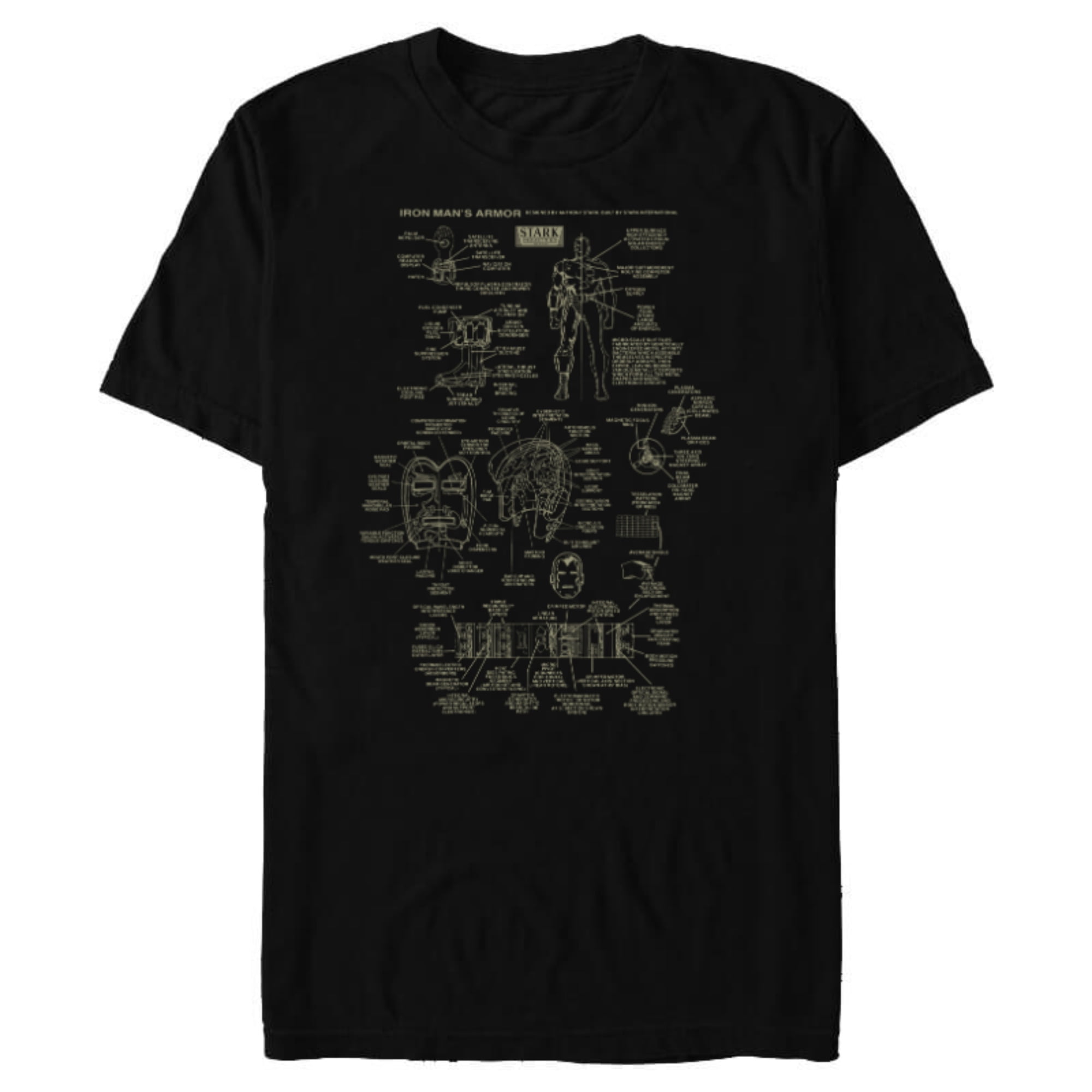 Marvel Iron Man Stark Industries Armor Details - Short Sleeve Blended T-Shirt for Adults - Customized-Black