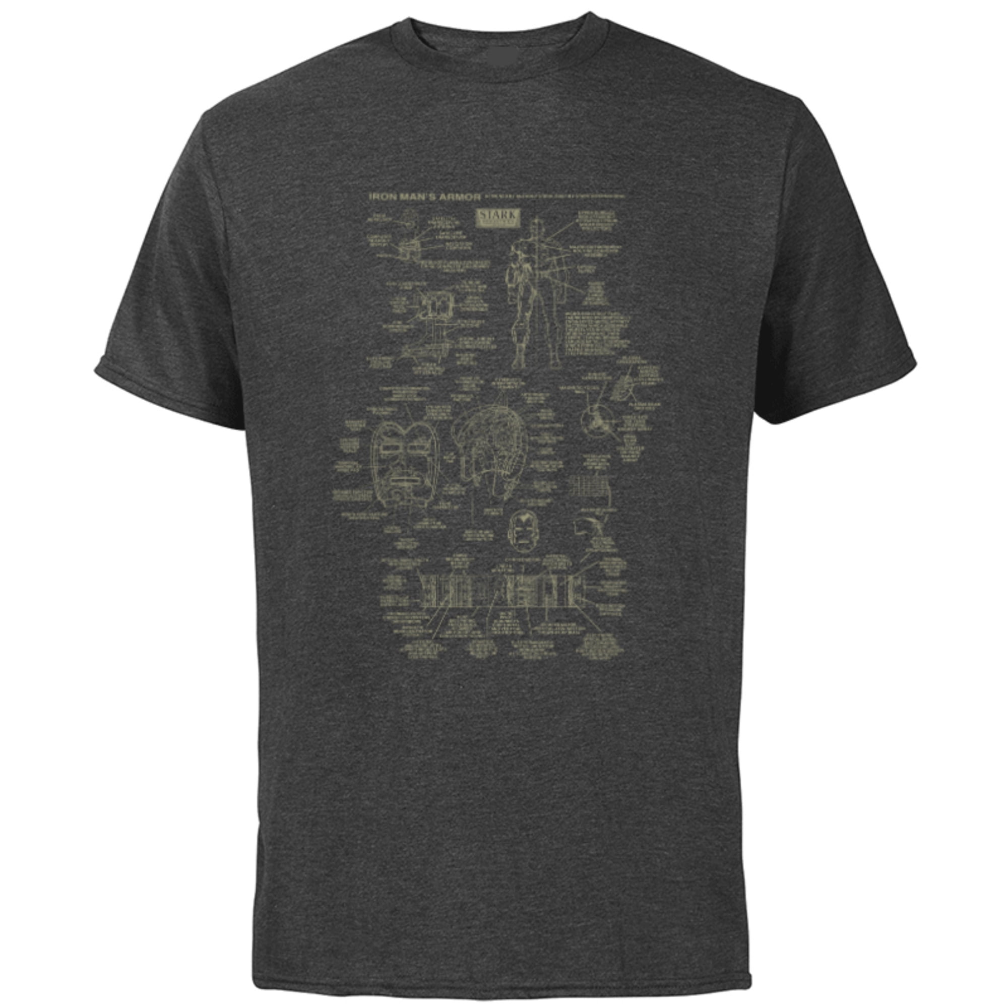 Marvel Iron Man Stark Industries Armor Details - Short Sleeve Cotton T-Shirt for Adults - Customized-Charcoal