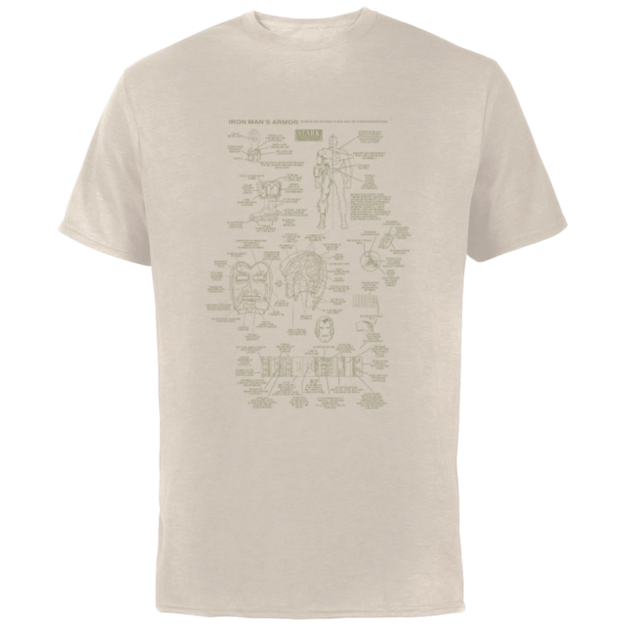 Marvel Iron Man Stark Industries Armor Details - Short Sleeve Cotton T-Shirt for Adults - Customized-Natural