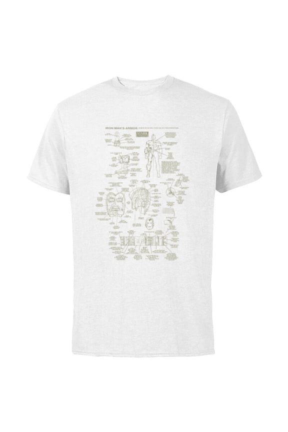 Iron Man Stark Industries Armor Details - Short Sleeve Cotton T-Shirt for Adults - Customized-White