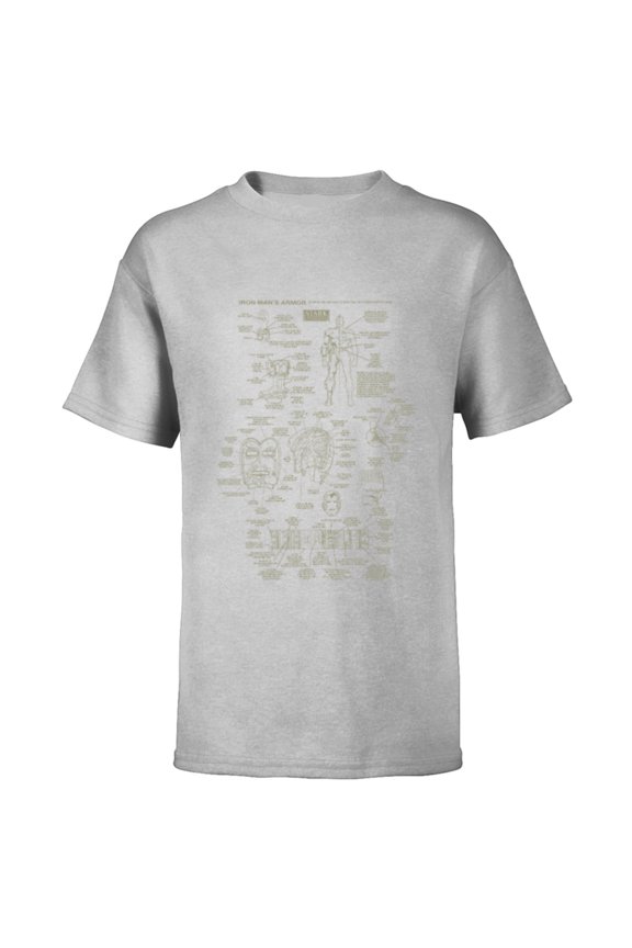 Iron Man Stark Industries Armor Details - Short Sleeve T-Shirt for Kids - Customized-Athletic Heather