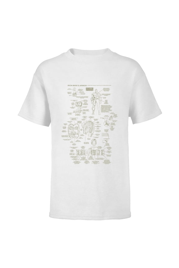 Iron Man Stark Industries Armor Details - Short Sleeve T-Shirt for Kids - Customized-White