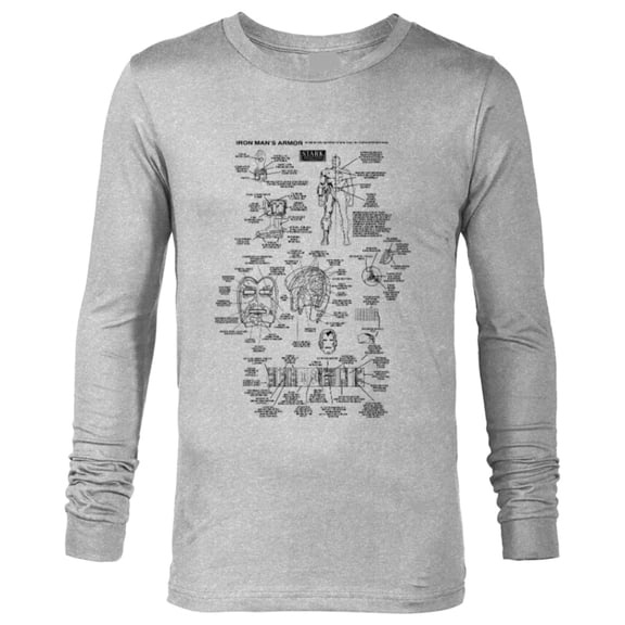 Marvel Iron Man Stark Industries Black Armor Details - Long Sleeve T-Shirt for Men - Customized-Athletic Heather