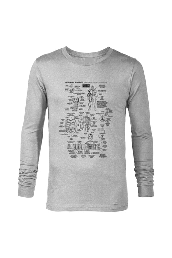 Iron Man Stark Industries Black Armor Details - Long Sleeve T-Shirt for Men - Customized-Athletic Heather