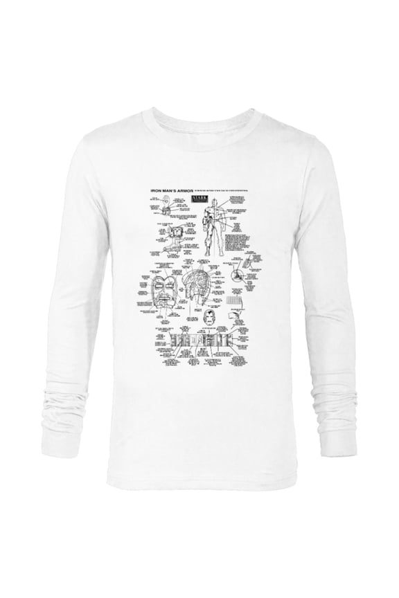 Iron Man Stark Industries Black Armor Details - Long Sleeve T-Shirt for Men - Customized-White