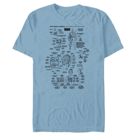 Marvel Iron Man Stark Industries Black Armor Details - Short Sleeve Blended T-Shirt for Adults - Customized-Ocean Blue