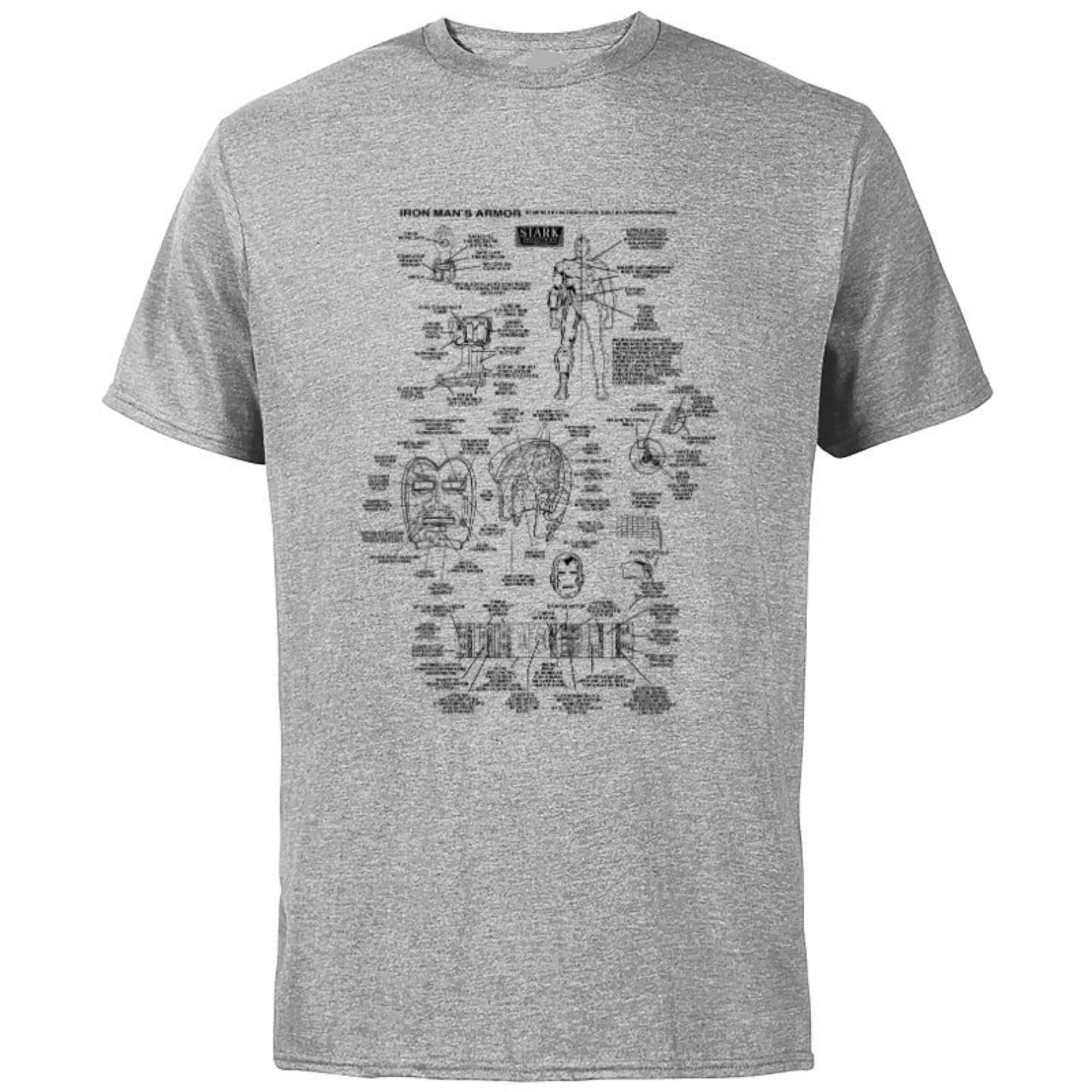 Marvel Iron Man Stark Industries Black Armor Details - Short Sleeve Cotton T-Shirt for Adults - Customized-Athletic Heather