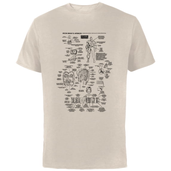 Marvel Iron Man Stark Industries Black Armor Details - Short Sleeve Cotton T-Shirt for Adults - Customized-Natural