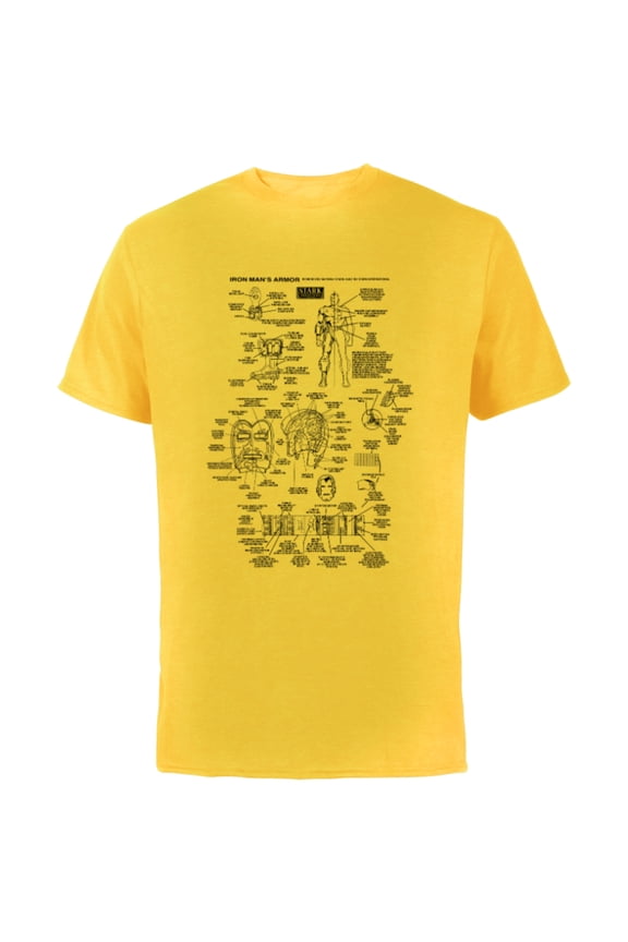 Iron Man Stark Industries Black Armor Details - Short Sleeve Cotton T-Shirt for Adults - Customized-Yellow