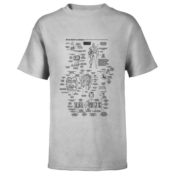 Marvel Iron Man Stark Industries Black Armor Details - Short Sleeve T-Shirt for Kids - Customized-Athletic Heather