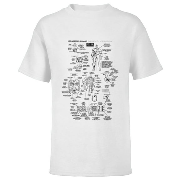 Marvel Iron Man Stark Industries Black Armor Details - Short Sleeve T-Shirt for Kids - Customized-White
