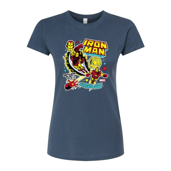 Marvel Iron Man - Sticker Style - Juniors Fitted Graphic T-Shirt