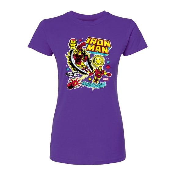 Marvel Iron Man - Sticker Style - Juniors Fitted Graphic T-Shirt