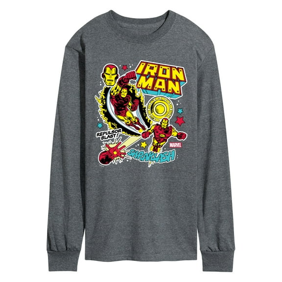 Marvel Iron Man - Sticker Style - Men's Long Sleeve Graphic T-Shirt