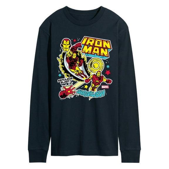 Marvel Iron Man - Sticker Style - Men's Long Sleeve Graphic T-Shirt