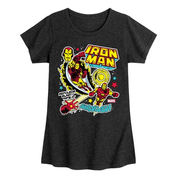Marvel Iron Man - Sticker Style - Toddler And Youth Girls Fitted Short Sleeve Graphic T-Shirt