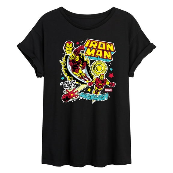 Marvel Iron Man - Sticker Style - Women's Oversized Graphic T-Shirt