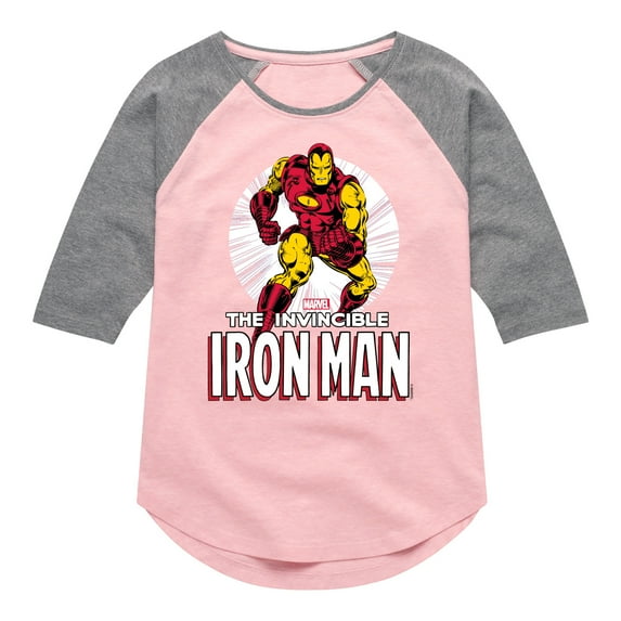 Marvel Iron Man - The Invincible Iron Man - Toddler And Youth Toddler And Youth Girls Shirt Tail Raglan