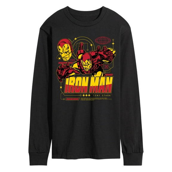 Marvel Iron Man - Tony Stark Armor Specs - Men's Long Sleeve Graphic T-Shirt