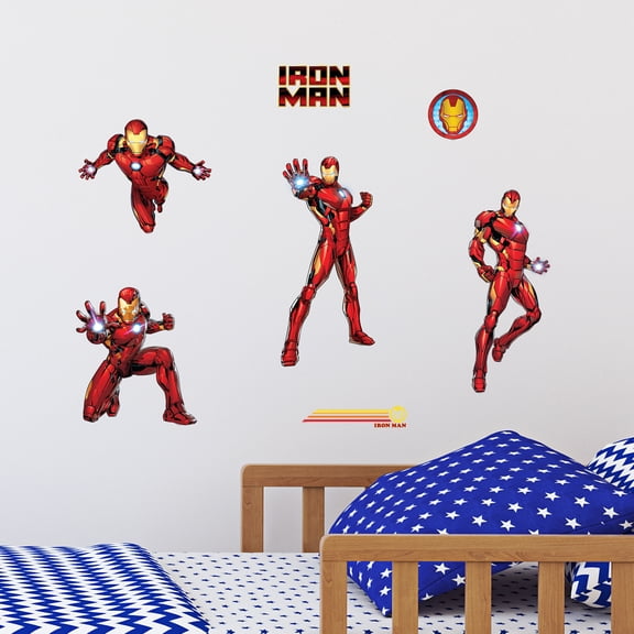 Marvel Iron Man Wall Decals - Set of 7 Removable Vinyl Stickers for Kids Bedroom Playroom Bathroom - Peel and Stick Room Dcor