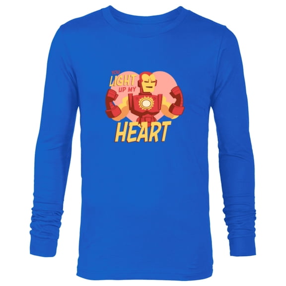 Marvel Iron Man You Light Up My Heart Valentine's Day - Long Sleeve T-Shirt for Men - Customized-Navy