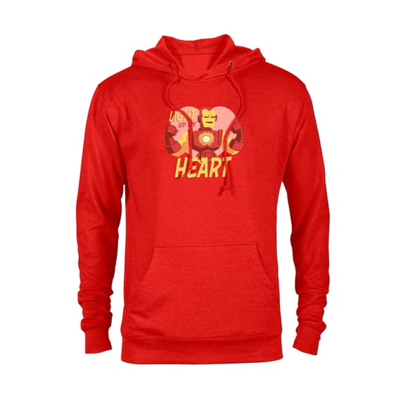 Marvel Iron Man You Light Up My Heart Valentine's Day - Pullover Hoodie for Adults - Customized-Red