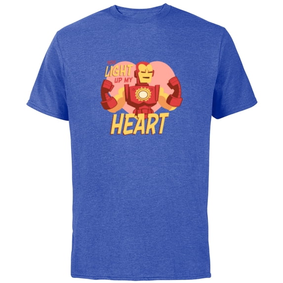 Marvel Iron Man You Light Up My Heart Valentine's Day - Short Sleeve Cotton T-Shirt for Adults - Customized-Royal Heather