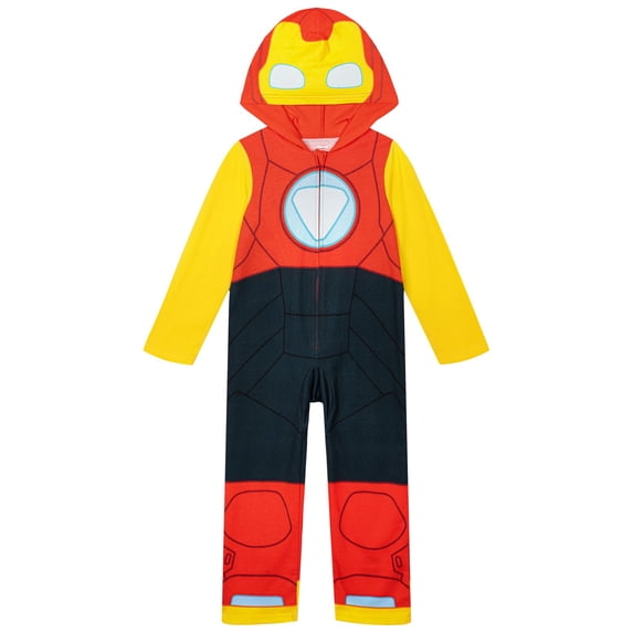 Marvel Iron Man and His Awesome Friends Little Boys' Cosplay Hooded One Piece Crimson